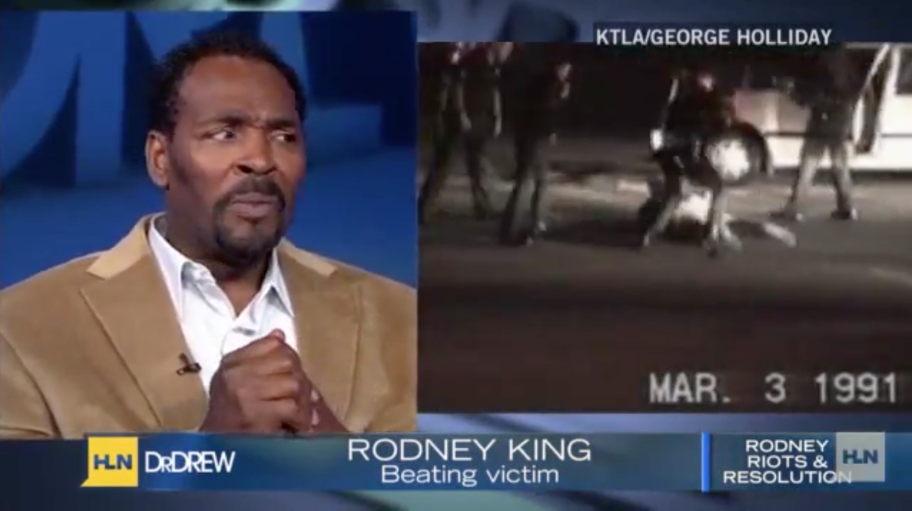Rodney King en la tele viendo beating